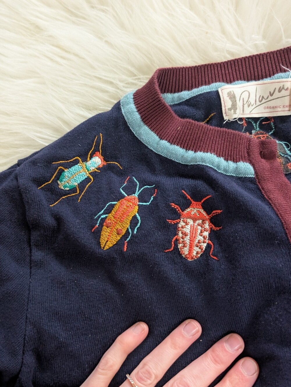 Palava Insect Bug Embroidered Cardigan Size S Small - Picture 3 of 5